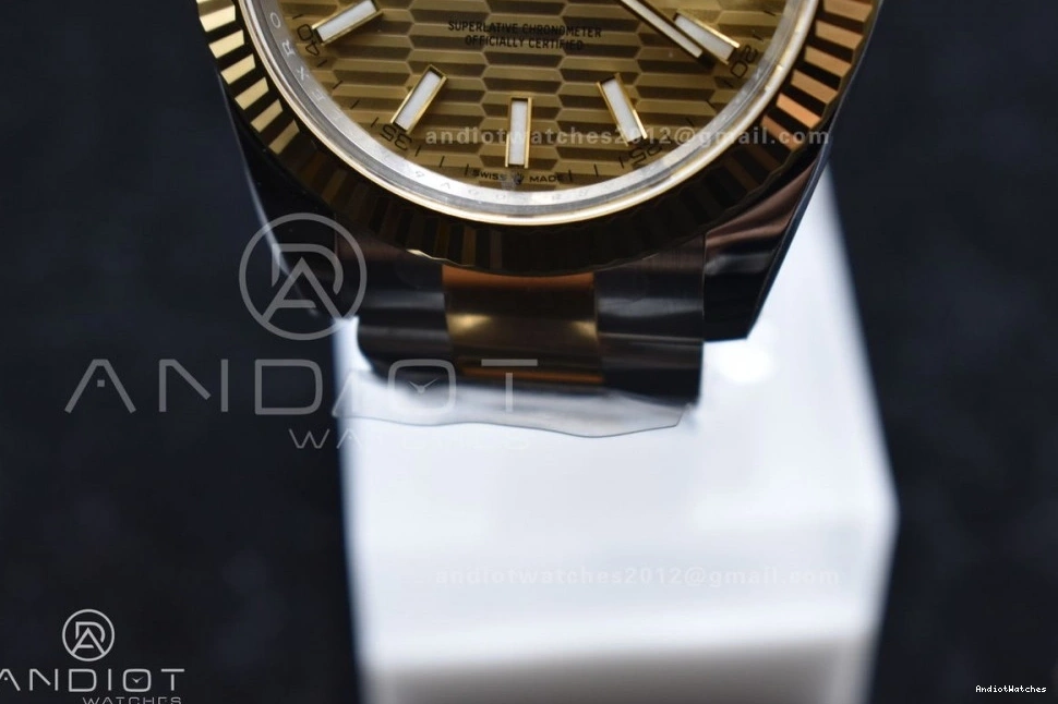 126333 YG 904L Oyster DateJust SS YG Steel Dial 41 Textured Edition Best Clean Sleek 608 VR 1:1 on Bracelet 0713